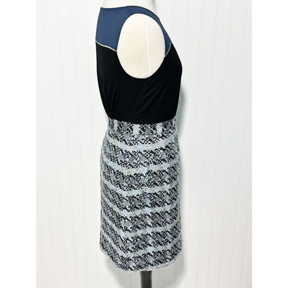 Moulinette Soeurs Women's Tweed Sleeveless Mini Dress Two-Tone Blue Black Size 2 - Picture 4 of 13